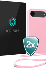 Forterra Forterra iPhone Air Hoesje met Koord - Lichtroze - 2 PACK