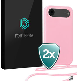 Forterra Forterra iPhone Air Hoesje met Koord - Lichtroze - 2 PACK