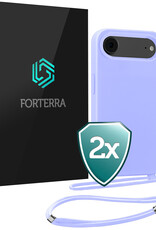 Forterra Forterra iPhone Air Hoesje met Koord - Lila - 2 PACK