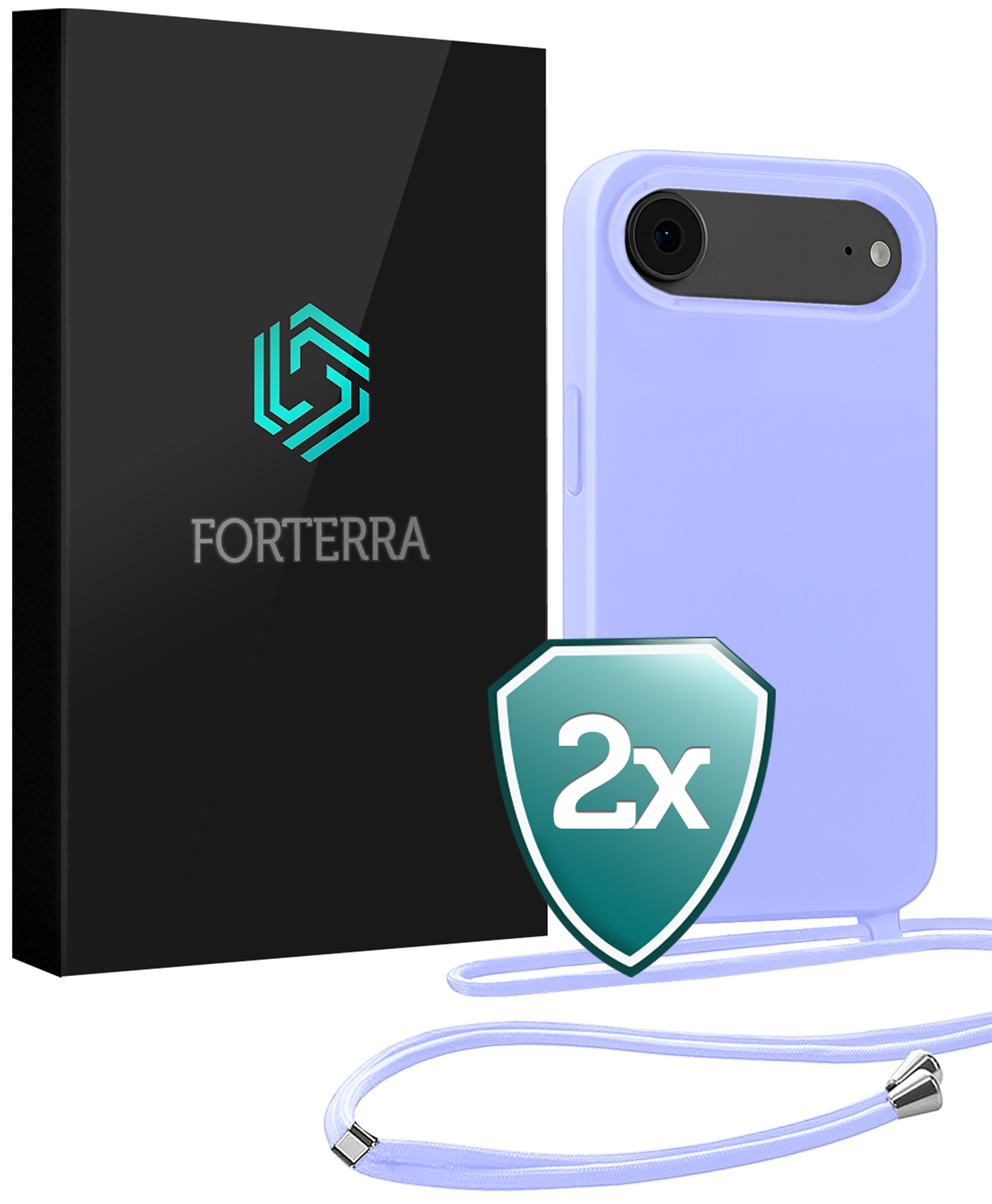 Forterra Forterra iPhone Air Hoesje met Koord - Lila - 2 PACK