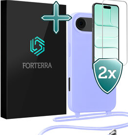 Forterra Forterra iPhone Air Hoesje met Koord Met 2x Screenprotector - Lila