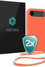Forterra Forterra iPhone Air Hoesje met Koord - Papaya - 2 PACK