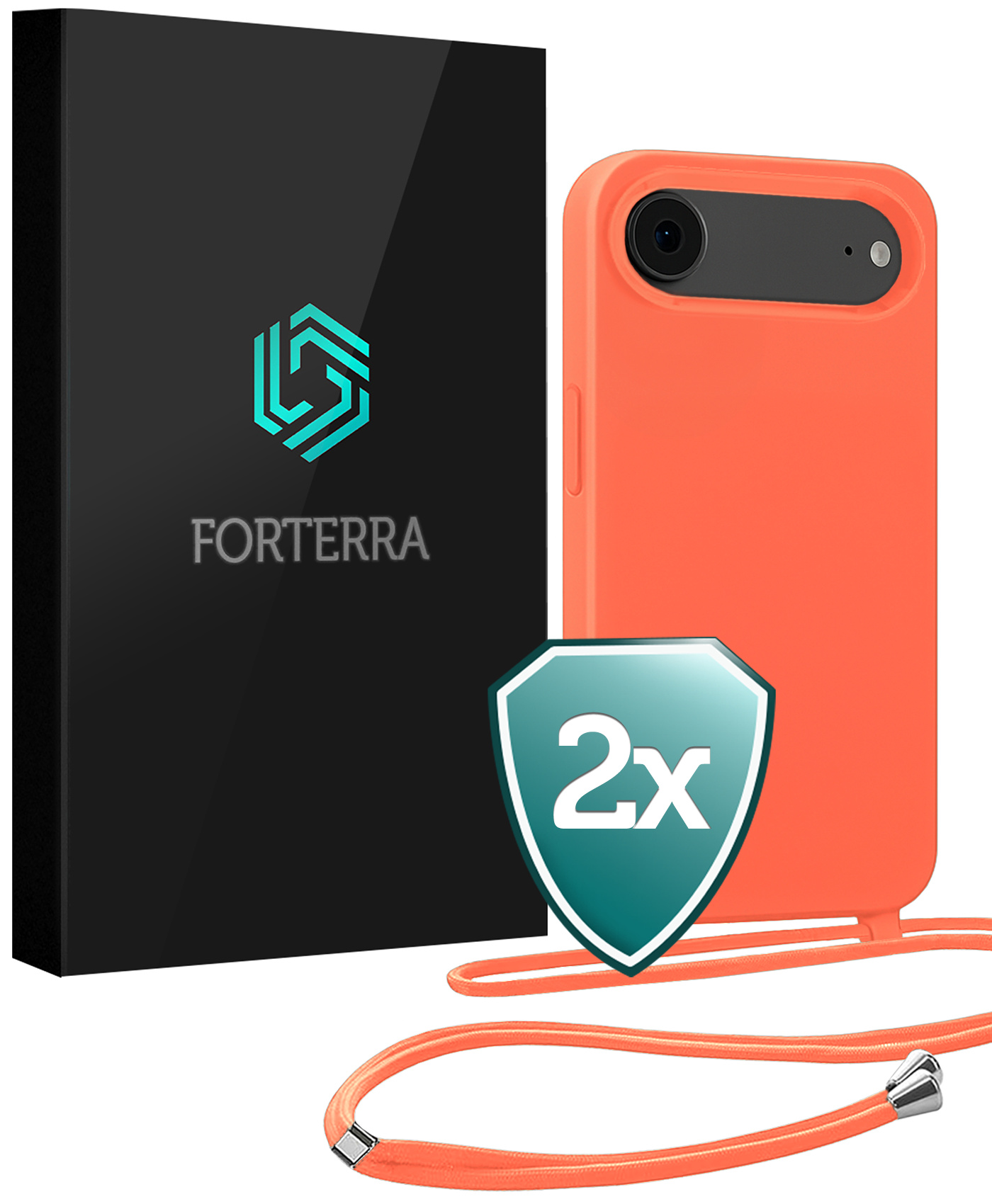 Forterra Forterra iPhone Air Hoesje met Koord - Papaya - 2 PACK