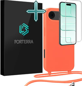 Forterra Forterra iPhone Air Hoesje met Koord Met Screenprotector - Papaya