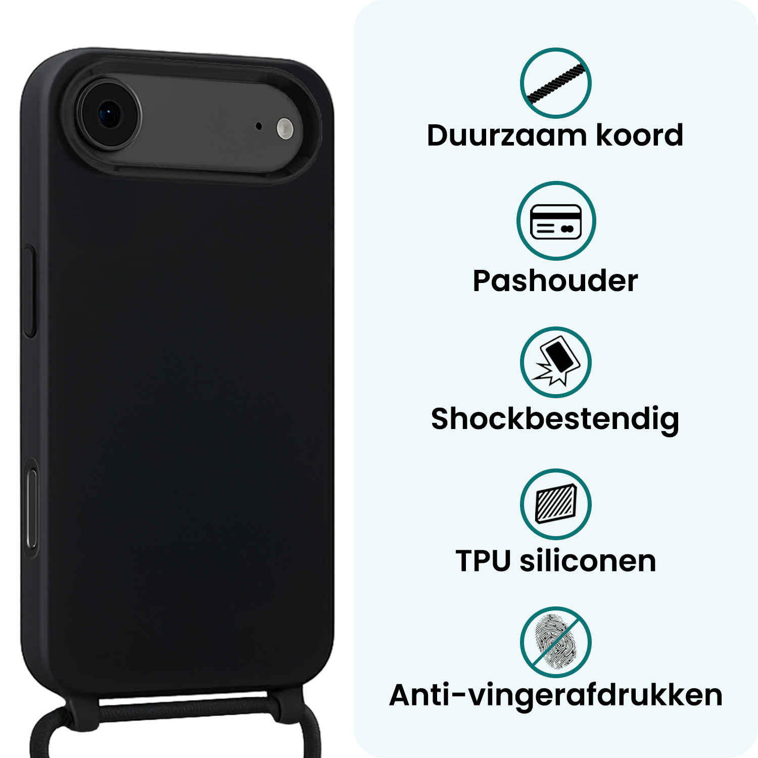 Forterra Forterra iPhone Air Hoesje met Koord - Zwart