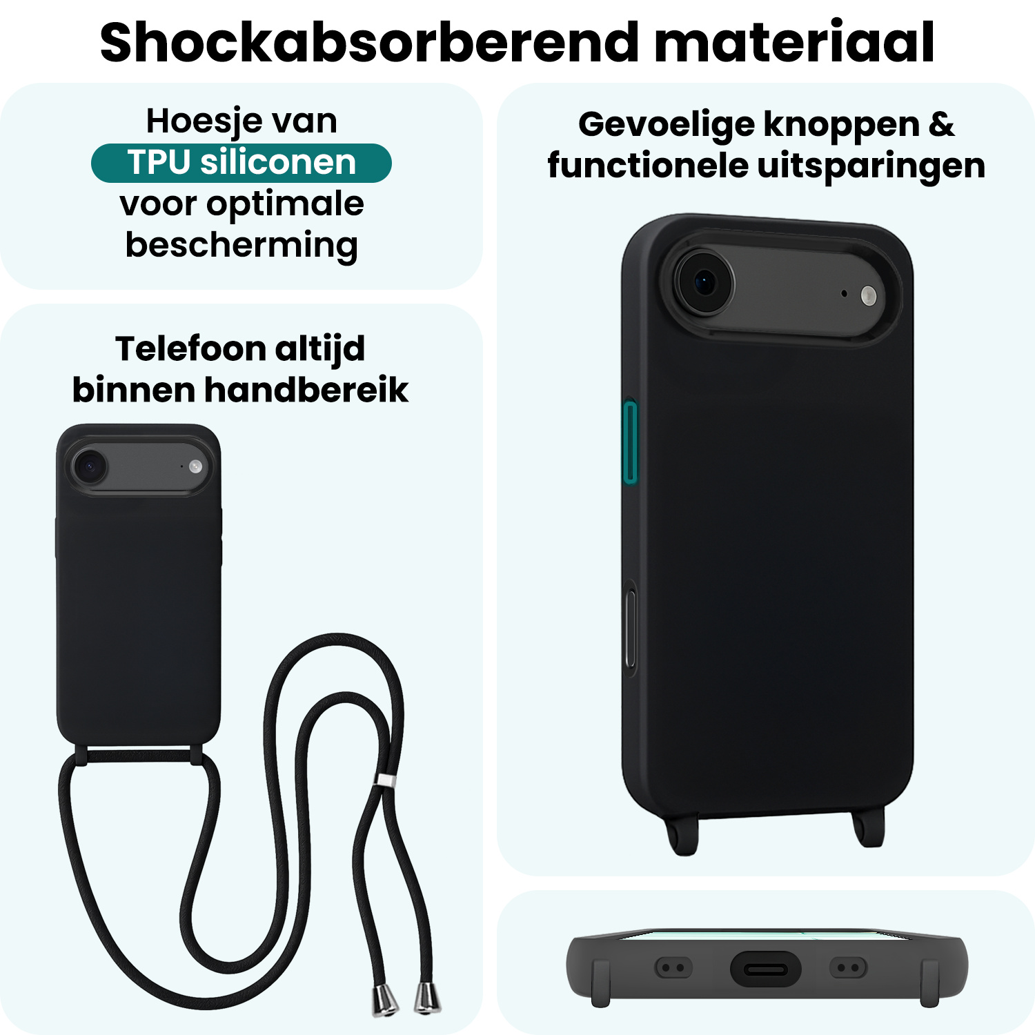 Forterra Forterra iPhone Air Hoesje met Koord - Zwart