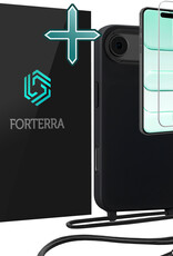 Forterra Forterra iPhone Air Hoesje met Koord Met Screenprotector - Zwart