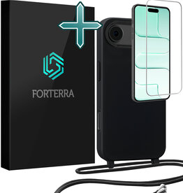 Forterra Forterra iPhone Air Hoesje met Koord Met Screenprotector - Zwart