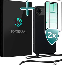 Forterra Forterra iPhone Air Hoesje met Koord Met 2x Screenprotector - Zwart