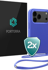 Forterra Forterra iPhone 17 Pro Hoesje met Koord - Fel Blauw - 2 PACK