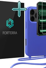 Forterra Forterra iPhone 17 Pro Hoesje met Koord Met Screenprotector - Fel Blauw