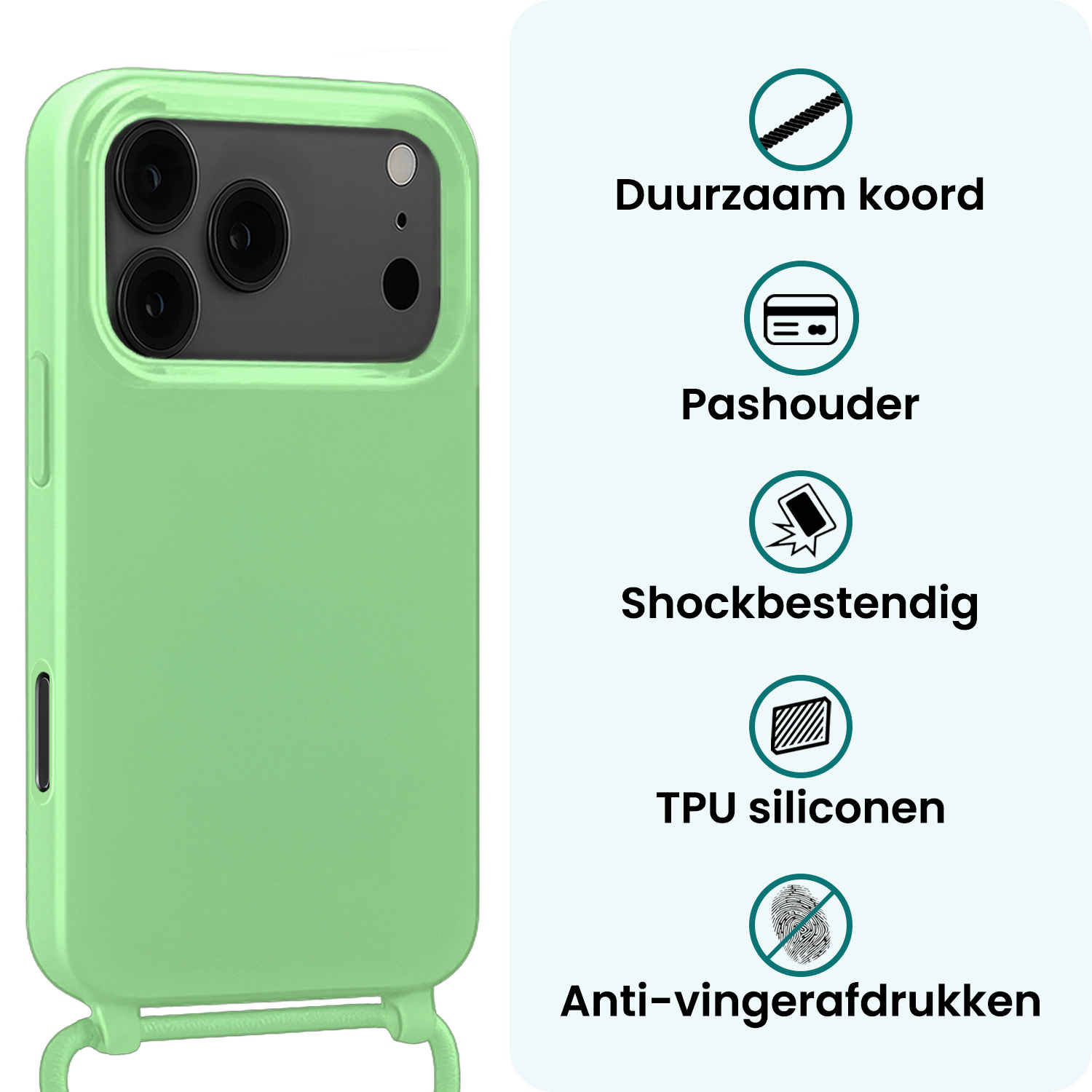 Forterra Forterra iPhone 17 Pro Hoesje met Koord - Groen