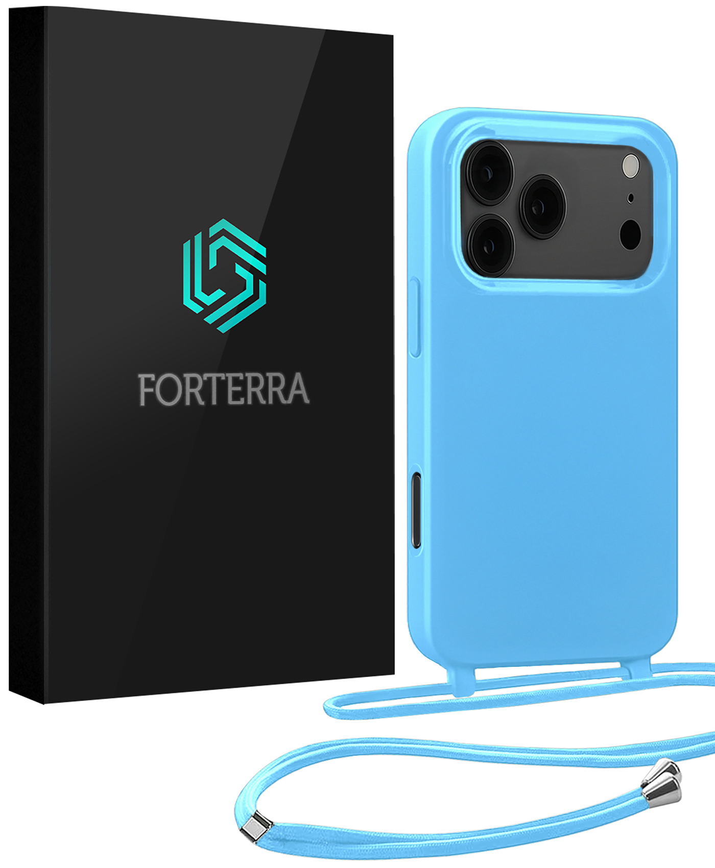 Forterra Forterra iPhone 17 Pro Hoesje met Koord - Lichtblauw