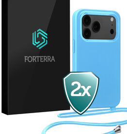 Forterra Forterra iPhone 17 Pro Hoesje met Koord - Lichtblauw - 2 PACK
