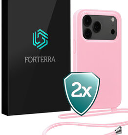 Forterra Forterra iPhone 17 Pro Hoesje met Koord - Lichtroze - 2 PACK