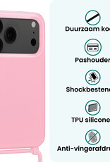 Forterra Forterra iPhone 17 Pro Hoesje met Koord Met Screenprotector - Lichtroze