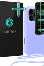 Forterra Forterra iPhone 17 Pro Hoesje met Koord Met Screenprotector - Lila