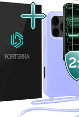 Forterra Forterra iPhone 17 Pro Hoesje met Koord Met 2x Screenprotector - Lila
