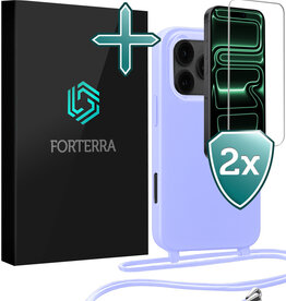 Forterra Forterra iPhone 17 Pro Hoesje met Koord Met 2x Screenprotector - Lila