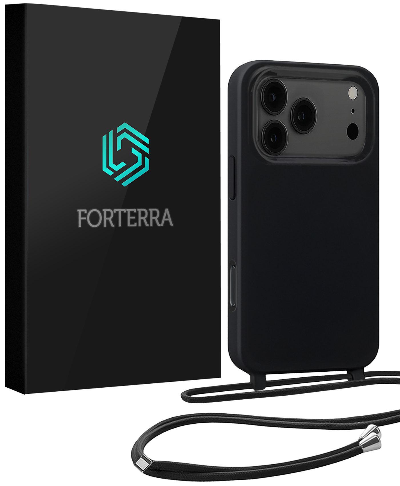Forterra Forterra iPhone 17 Pro Hoesje met Koord - Zwart