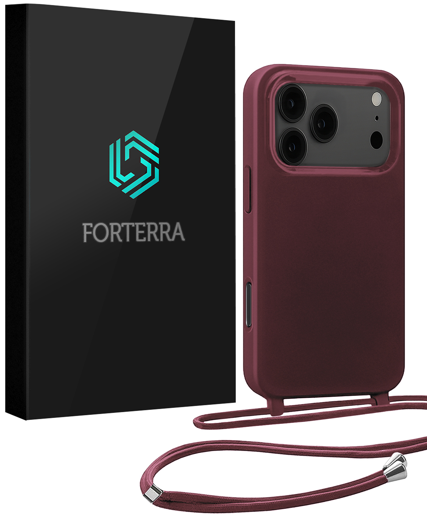 Forterra Forterra iPhone 17 Pro Max Hoesje met Koord - Aubergine