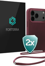Forterra Forterra iPhone 17 Pro Max Hoesje met Koord - Aubergine - 2 PACK