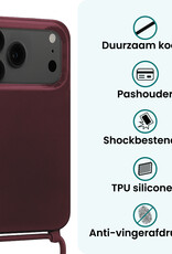 Forterra Forterra iPhone 17 Pro Max Hoesje met Koord Met Screenprotector - Aubergine