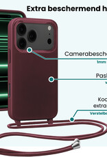 Forterra Forterra iPhone 17 Pro Max Hoesje met Koord Met Screenprotector - Aubergine
