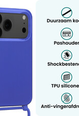 Forterra Forterra iPhone 17 Pro Max Hoesje met Koord Met 2x Screenprotector - Fel Blauw