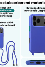 Forterra Forterra iPhone 17 Pro Max Hoesje met Koord Met 2x Screenprotector - Fel Blauw