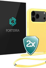 Forterra Forterra iPhone 17 Pro Max Hoesje met Koord - Geel - 2 PACK