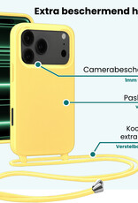 Forterra Forterra iPhone 17 Pro Max Hoesje met Koord Met Screenprotector - Geel