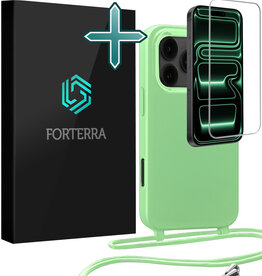 Forterra Forterra iPhone 17 Pro Max Hoesje met Koord Met Screenprotector - Groen