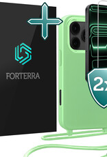 Forterra Forterra iPhone 17 Pro Max Hoesje met Koord Met 2x Screenprotector - Groen