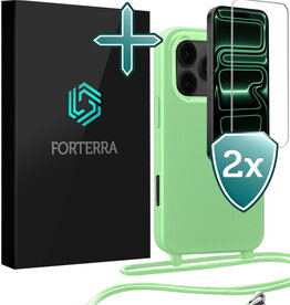 Forterra Forterra iPhone 17 Pro Max Hoesje met Koord Met 2x Screenprotector - Groen