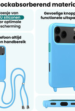 Forterra Forterra iPhone 17 Pro Max Hoesje met Koord Met 2x Screenprotector - Lichtblauw