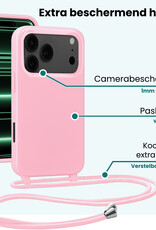 Forterra Forterra iPhone 17 Pro Max Hoesje met Koord Met Screenprotector - Lichtroze