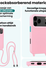 Forterra Forterra iPhone 17 Pro Max Hoesje met Koord Met Screenprotector - Lichtroze