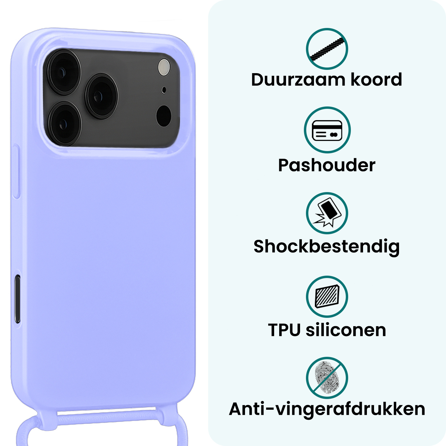 Forterra Forterra iPhone 17 Pro Max Hoesje met Koord - Lila