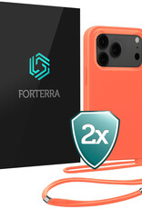 Forterra Forterra iPhone 17 Pro Max Hoesje met Koord - Papaya - 2 PACK