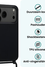 Forterra Forterra iPhone 17 Pro Max Hoesje met Koord Met Screenprotector - Zwart