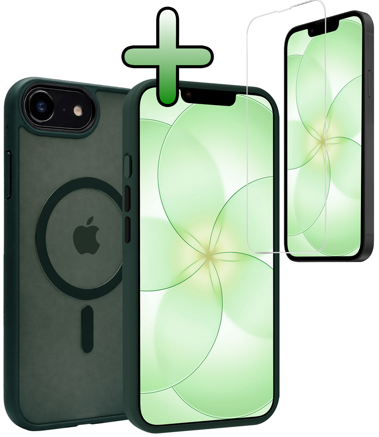 BASEY. BASEY. iPhone 17e Magsafe Hoesje Donkergroen Met Screenprotector