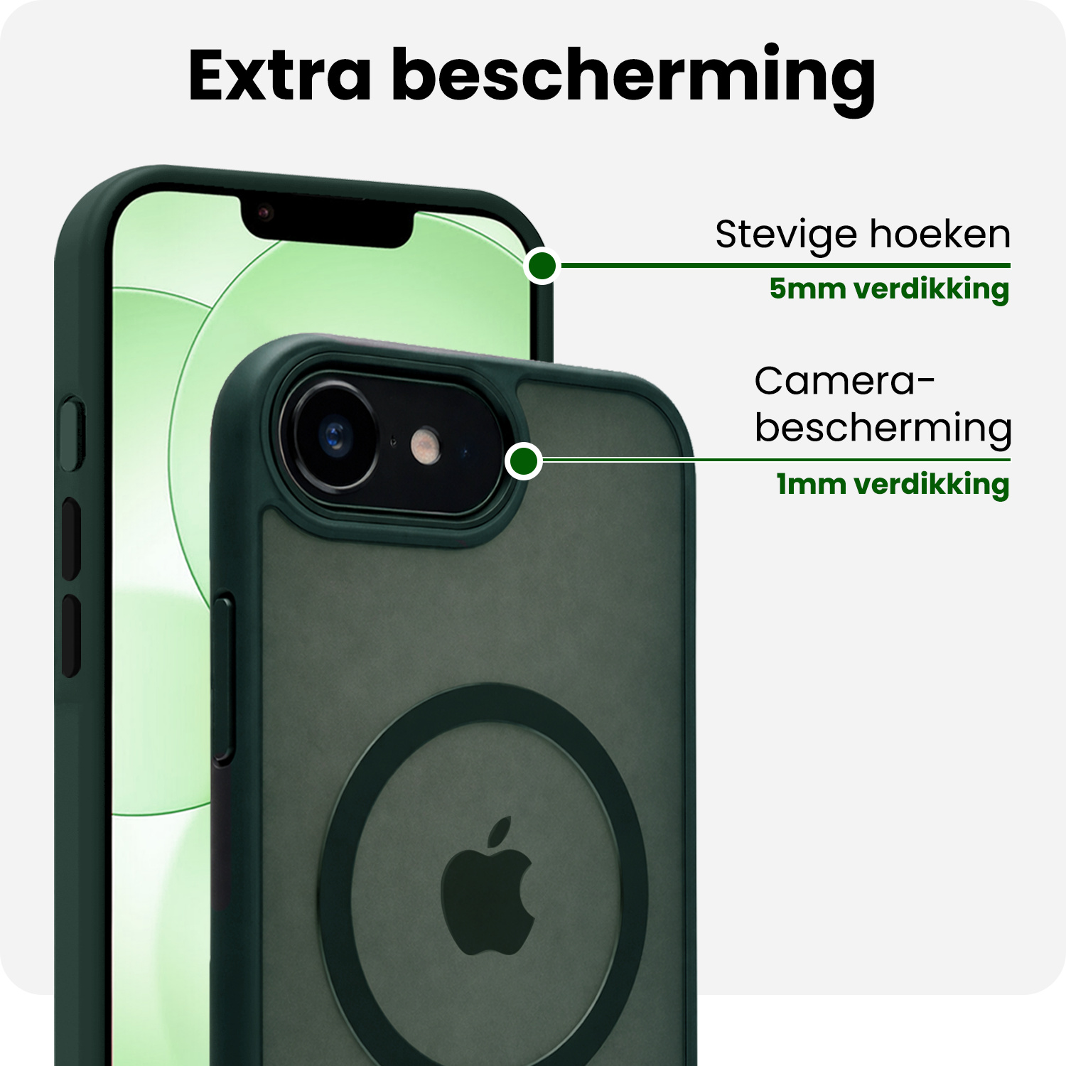 BASEY. BASEY. iPhone 17e Magsafe Hoesje Donkergroen Met Screenprotector