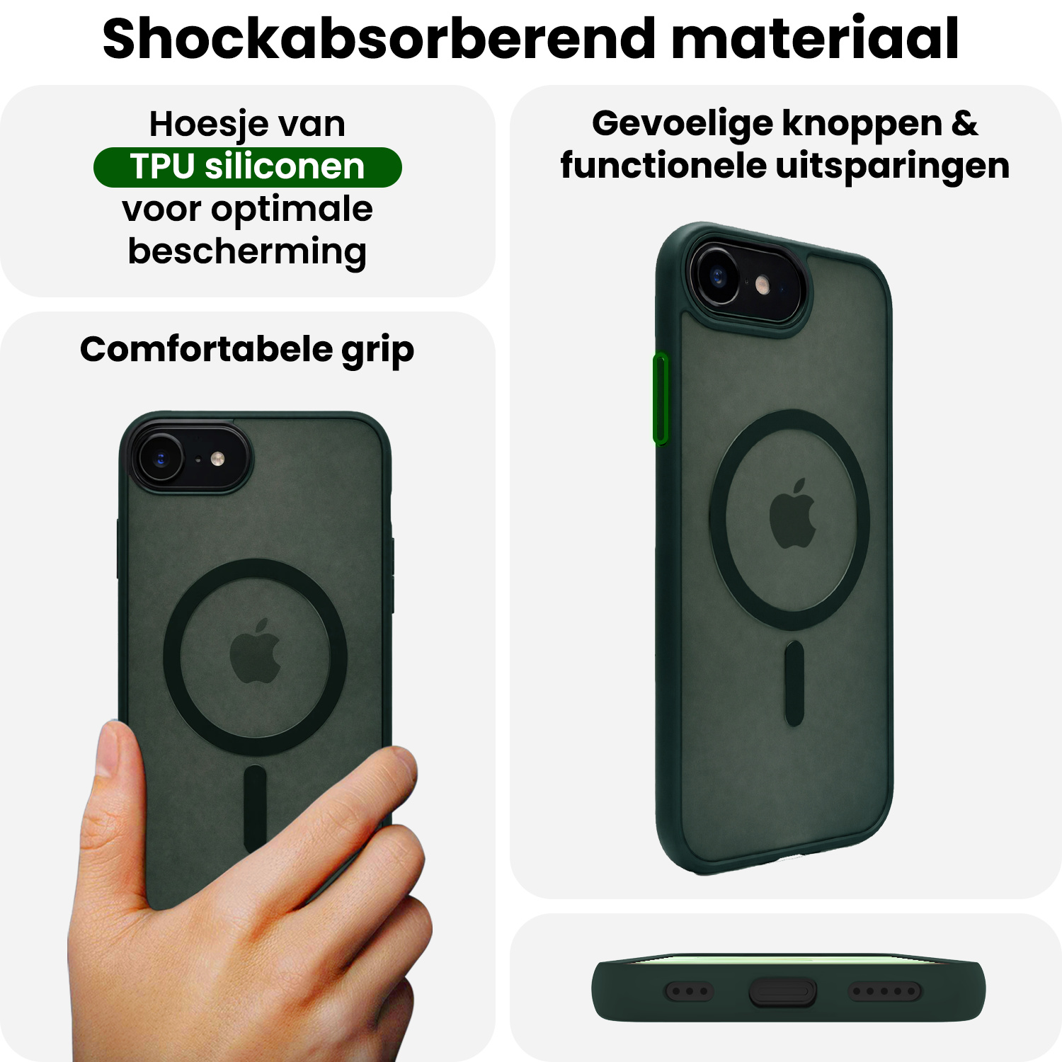 BASEY. BASEY. iPhone 17e Magsafe Hoesje Donkergroen Met Screenprotector