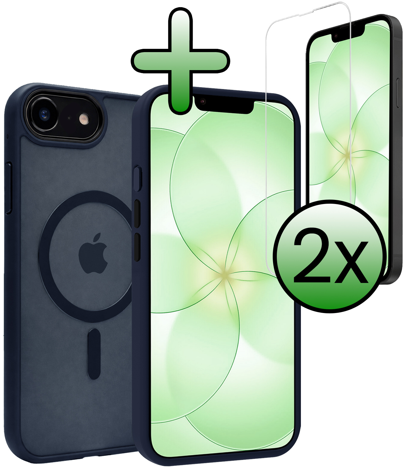 BASEY. BASEY. iPhone 17e Magsafe Hoesje Donkerblauw Met 2x Screenprotector