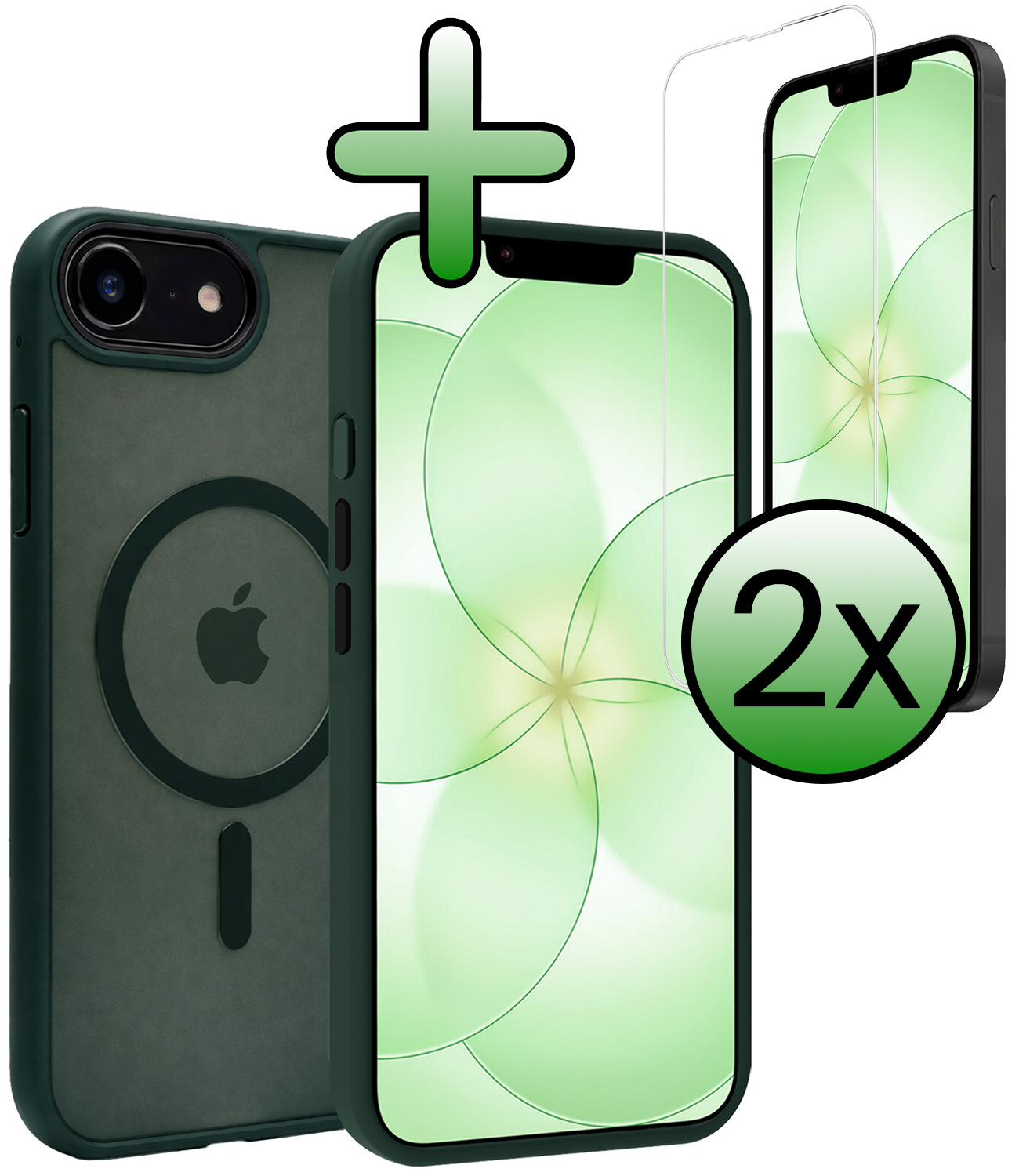 BASEY. BASEY. iPhone 17e Magsafe Hoesje Donkergroen Met 2x Screenprotector