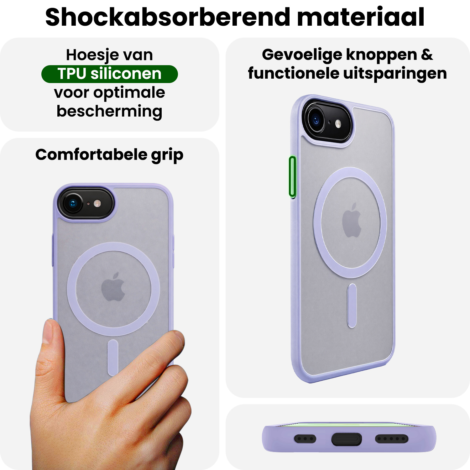 BASEY. BASEY. iPhone 17e Magsafe Hoesje Lila Met 2x Screenprotector