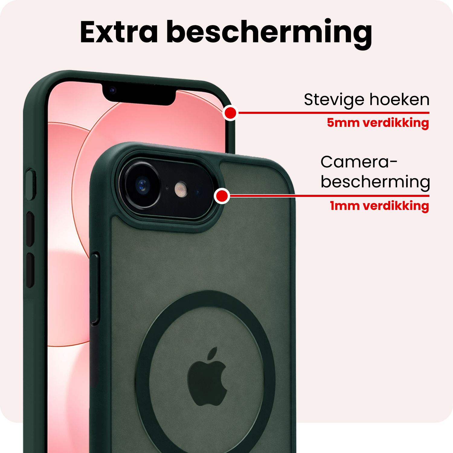 NoXx NoXx iPhone 17e Magsafe Hoesje Donkergroen Met Screenprotector