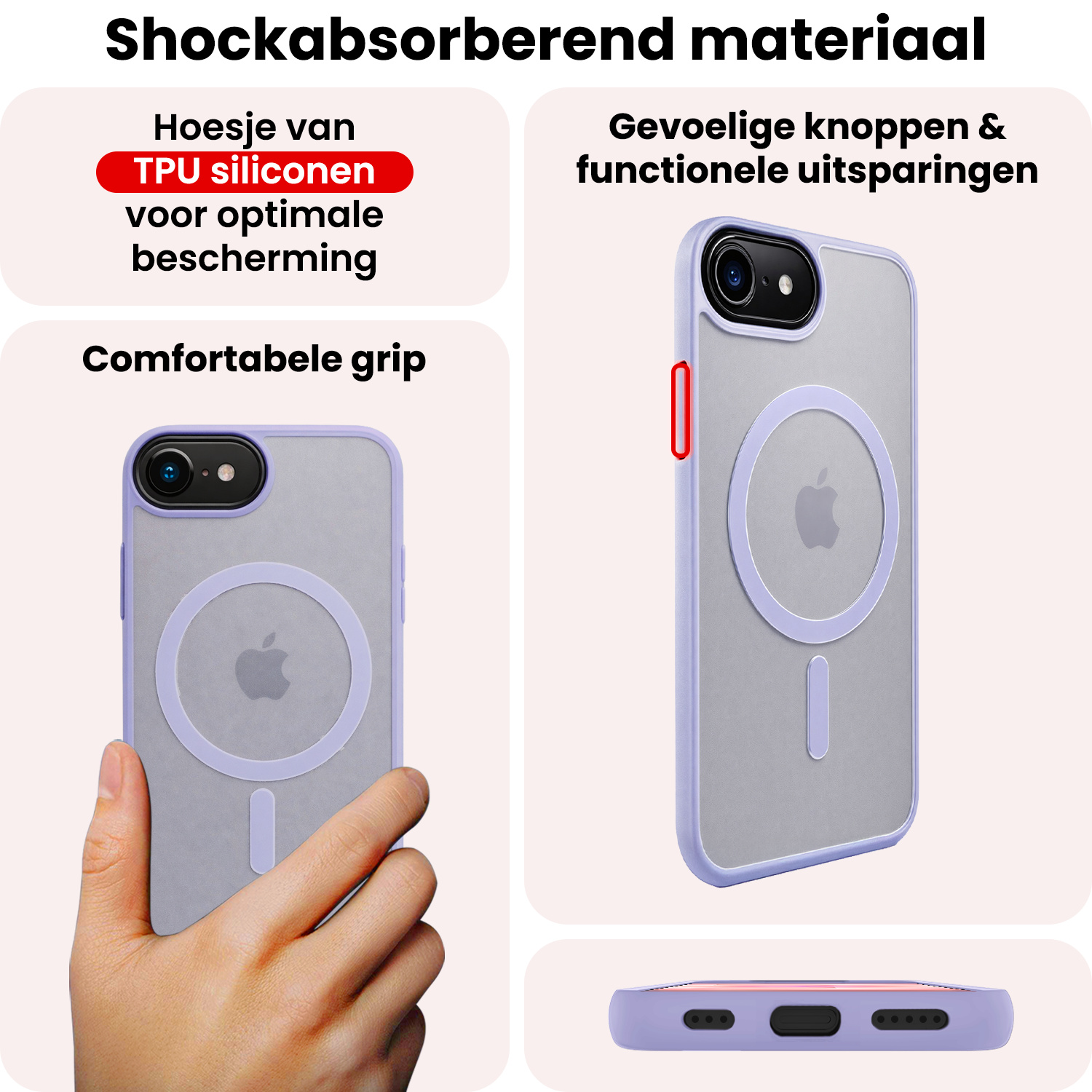 NoXx NoXx iPhone 17e Magsafe Hoesje Lila Met Screenprotector