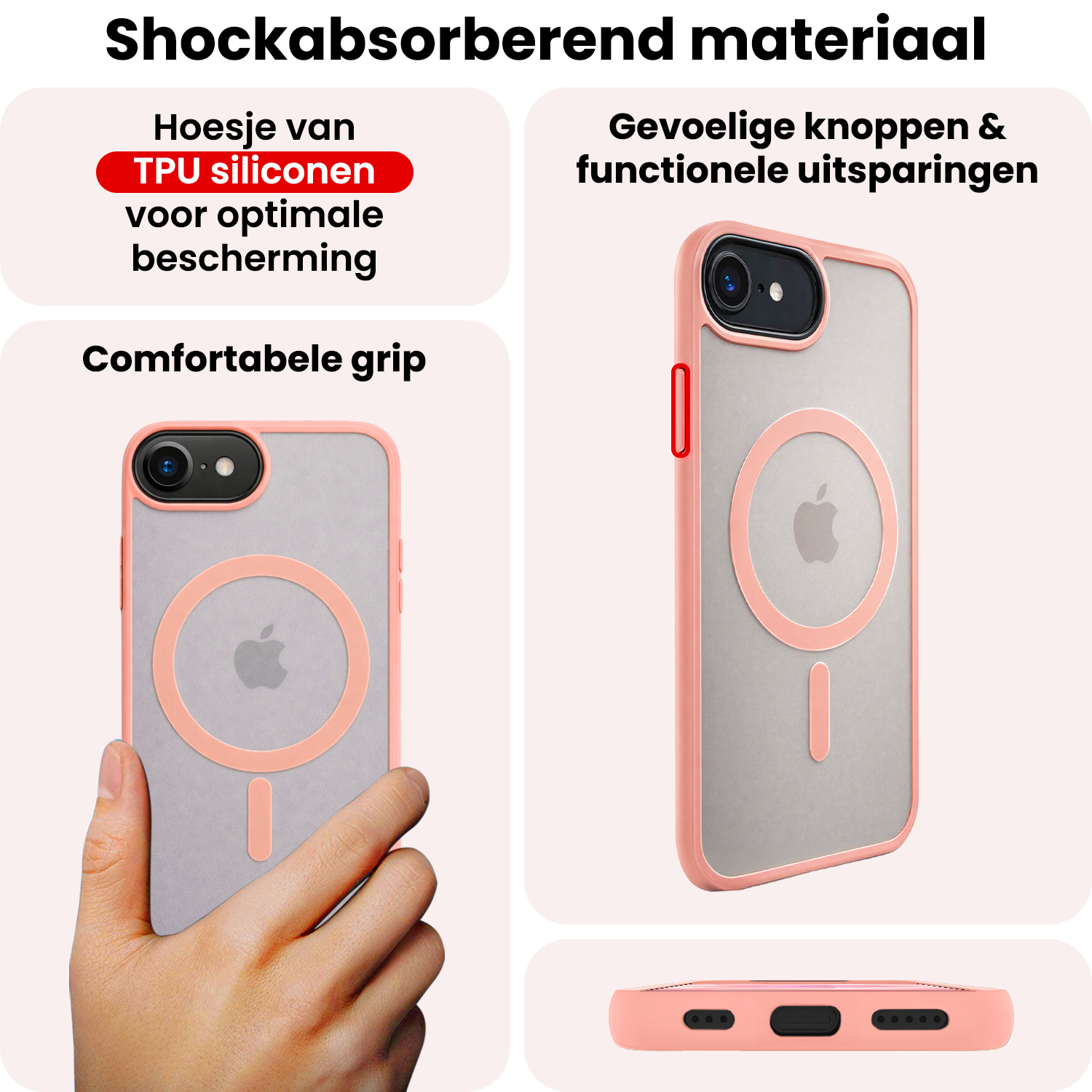 NoXx NoXx iPhone 17e Magsafe Hoesje Perzik Met Screenprotector
